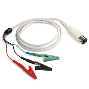 KING Shielded Cable 5 PIN DIN Connector to 1 Red, 1 Green Alligator Clip, Black Length 40” Qty 1