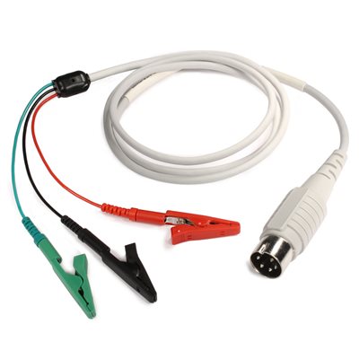 KING Shielded Cable 5 PIN DIN Connect. to 1 Red, 1 Green, 1 Black Alligator Clip, Length 60”