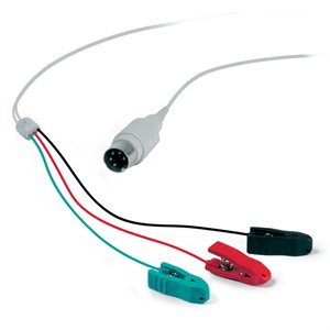 Shielded Cable 1m (40") with 3 color coded clips Red, Green, Black w / 5 pole DIN, Qty 1
