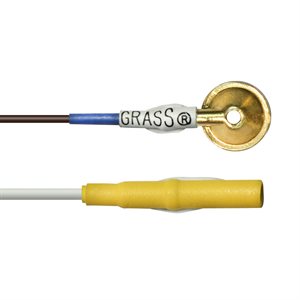 Grass Electrode, Hand Crafted, Light-weight Teflon, Gold Cup, 10 mm disc, 2 mm hole, 72"